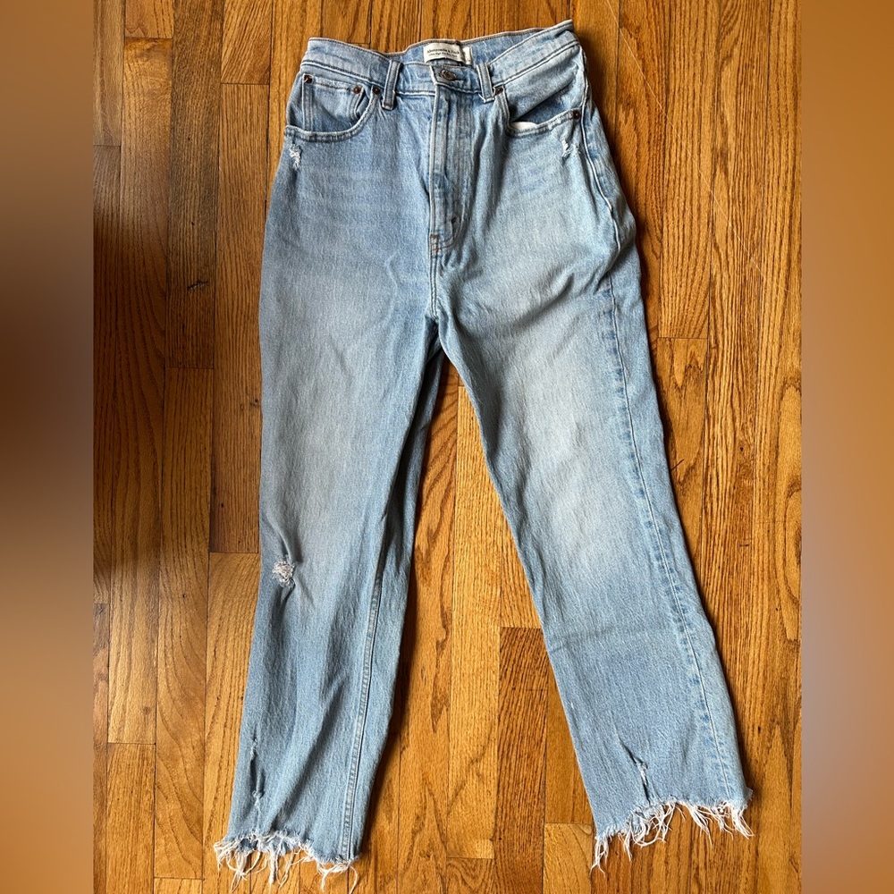 Abercrombie & Fitch Light Blue Distressed Boyfriend Jeans
